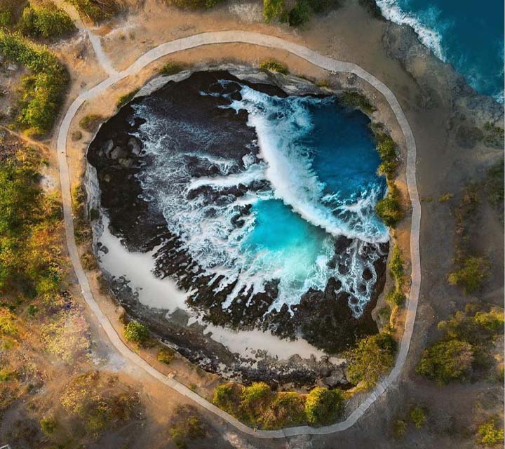 broken beach nusa penida drone view